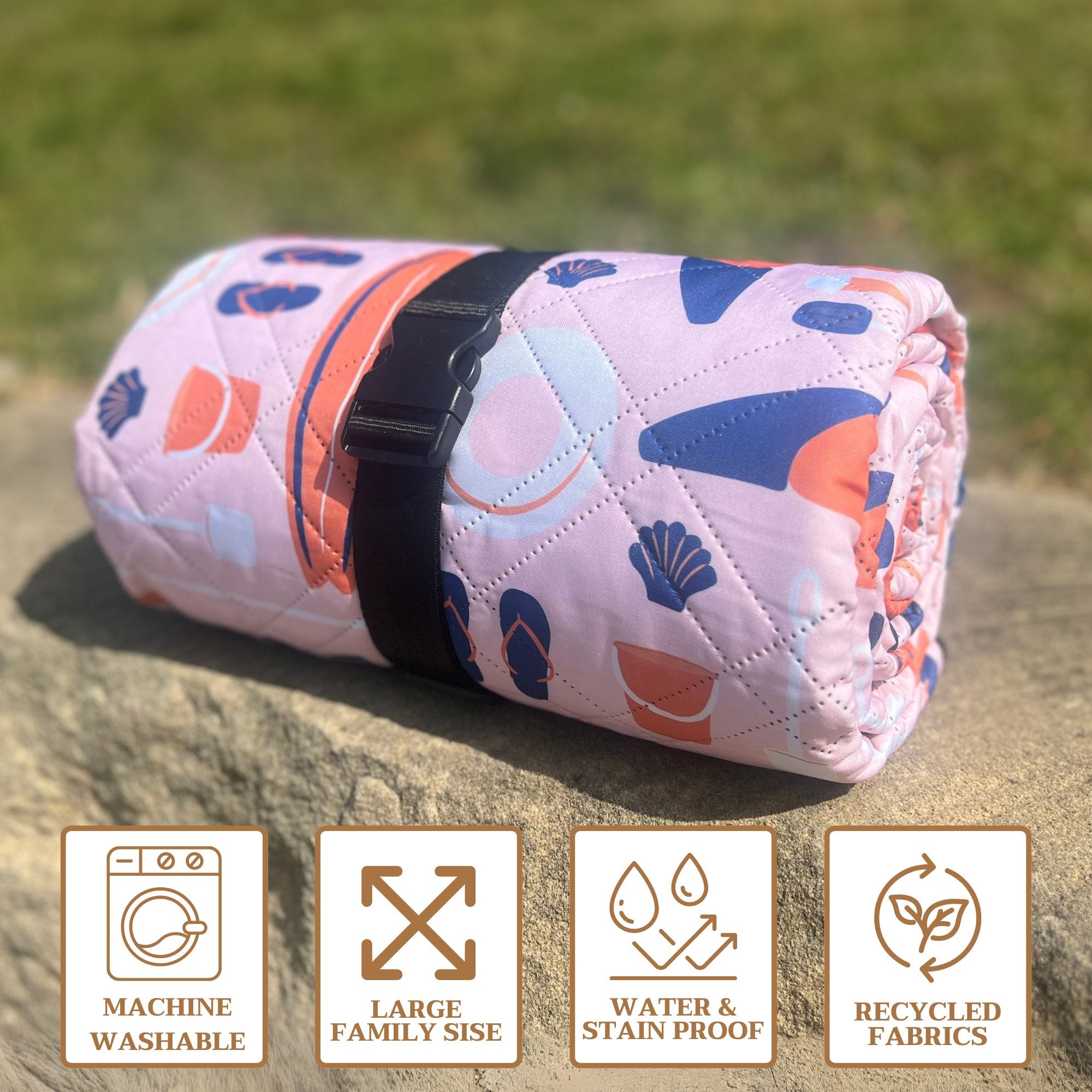 Picnic Rug Blanket Fun Print Premium Waterproof Large 2m x