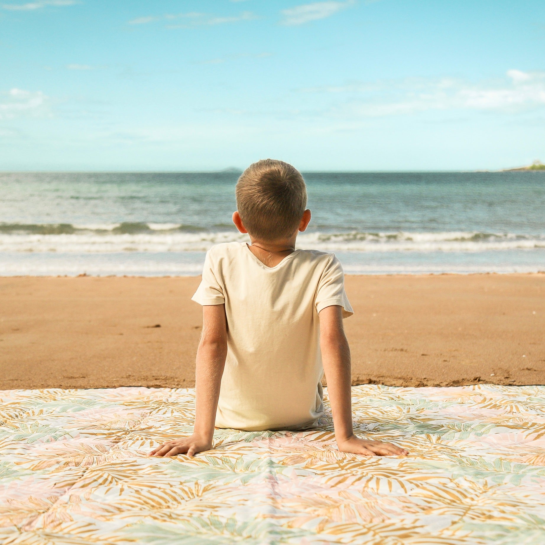 Golden Palm Leaves Machine Washable Picnic Rug Australia Saltwater