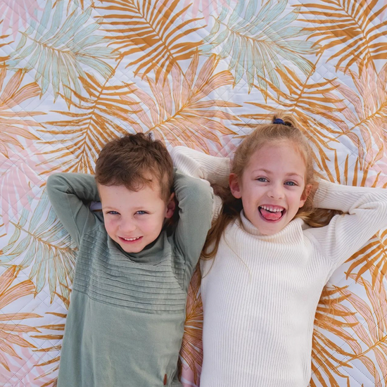 Golden Palm Leaves Machine Washable Picnic Rug Australia Saltwater Picnic Co.