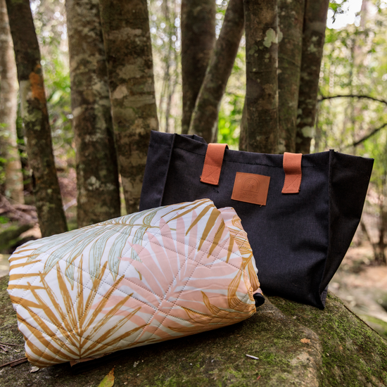 Golden Palm Leaves Machine Washable Picnic Rug Australia Saltwater Picnic Co.